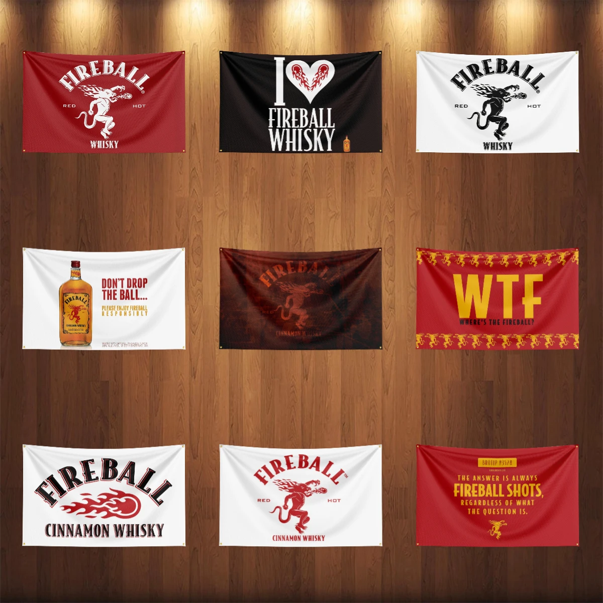 Wine Beer Rum - 3×5ft whisky-f-fireballs Flag Polyester Printed Alcohol