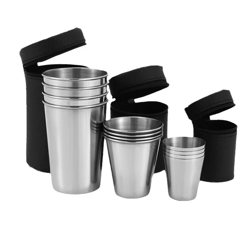 Beer Flight Set - Stainless Steel Cups Mini Set Outdoor