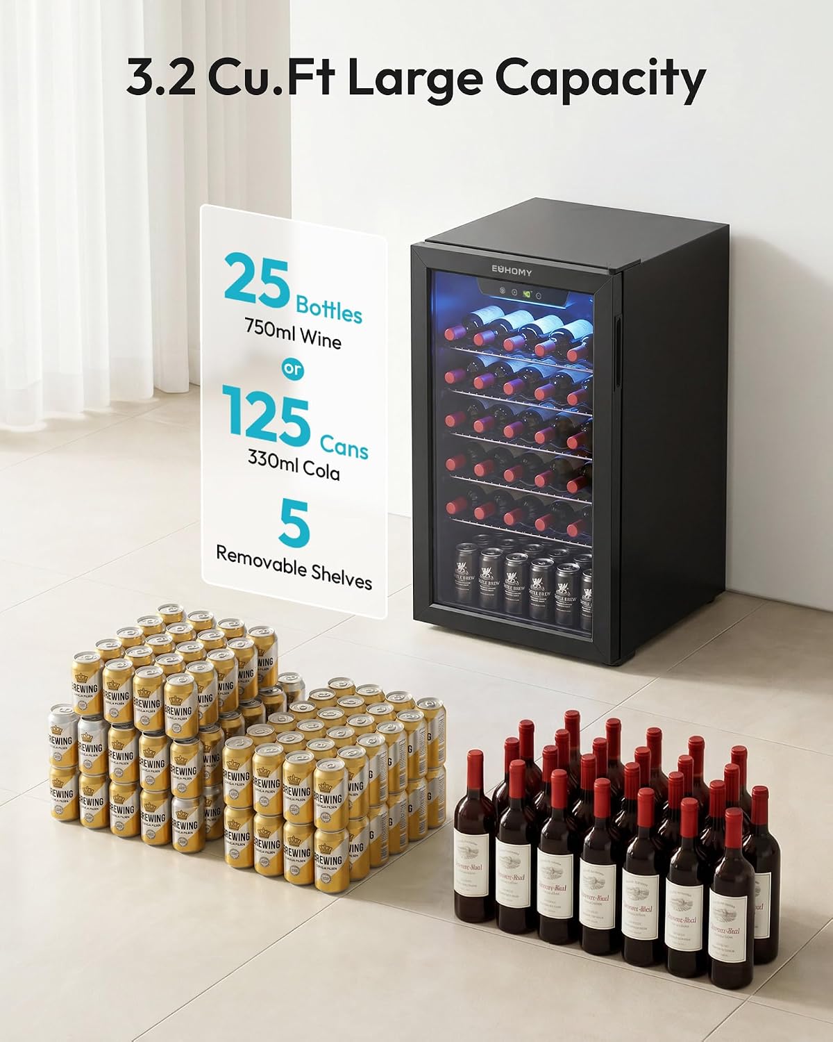 125 Can Beverage Cooler with G - đánh giá và giá Wine Beer Cooler Fridge