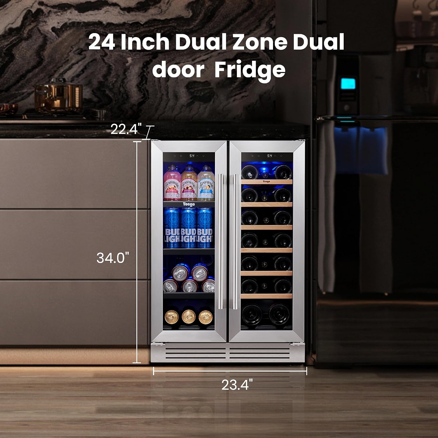 Yeego 24 Inch Wine and Beverag - đánh giá và giá Wine Beer Fridge Dual Zone