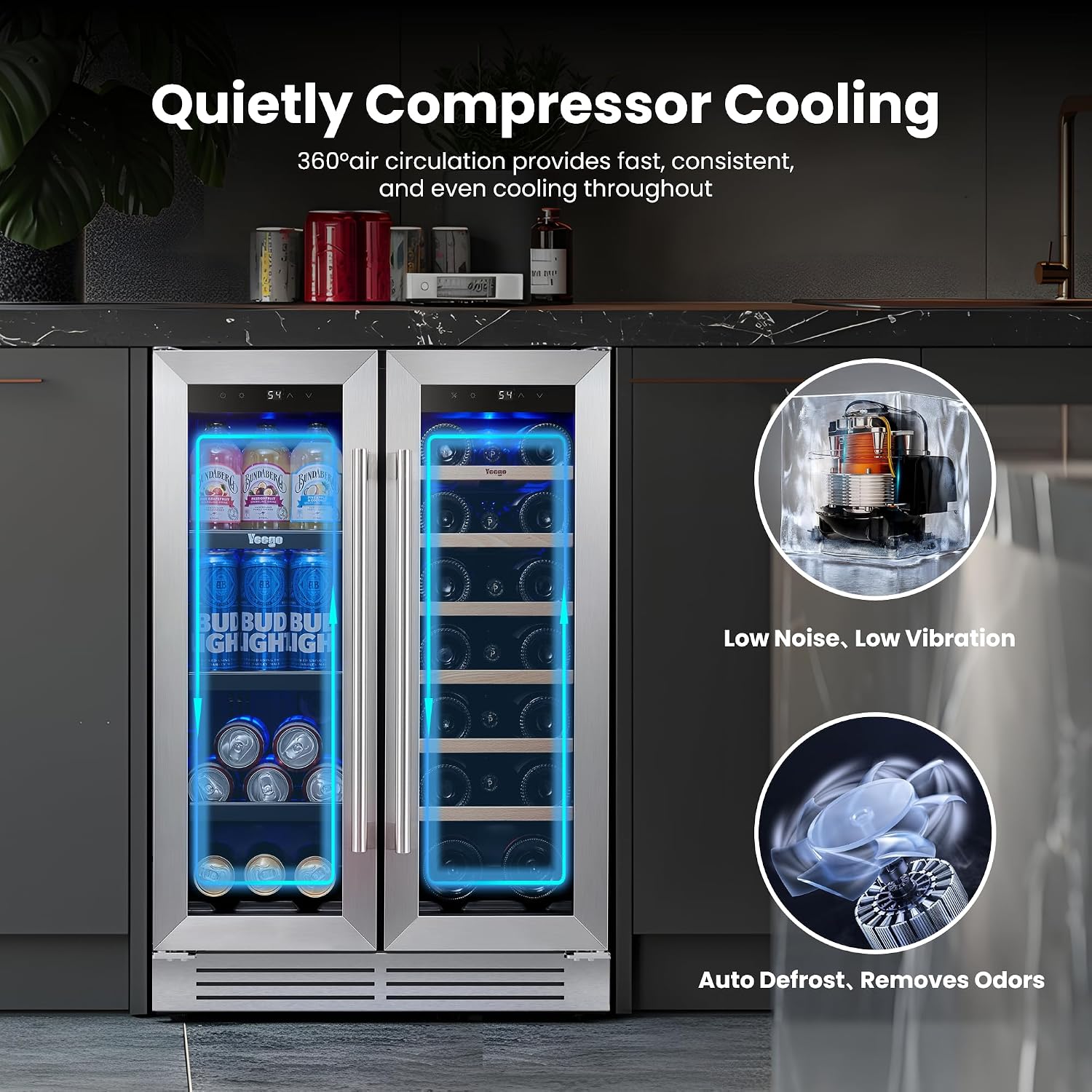 Yeego 24 Inch Wine and Beverag - đánh giá và giá Wine Beer Fridge Dual Zone