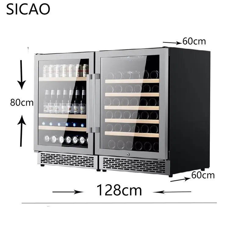 2 Door Wine Beer Fridge Glass  - đánh giá và giá Wine Beer Fridge Dual Zone