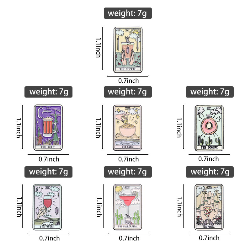 Food Tarot Enamel Pins Coffee  - đánh giá và giá Wine Beer Pizza